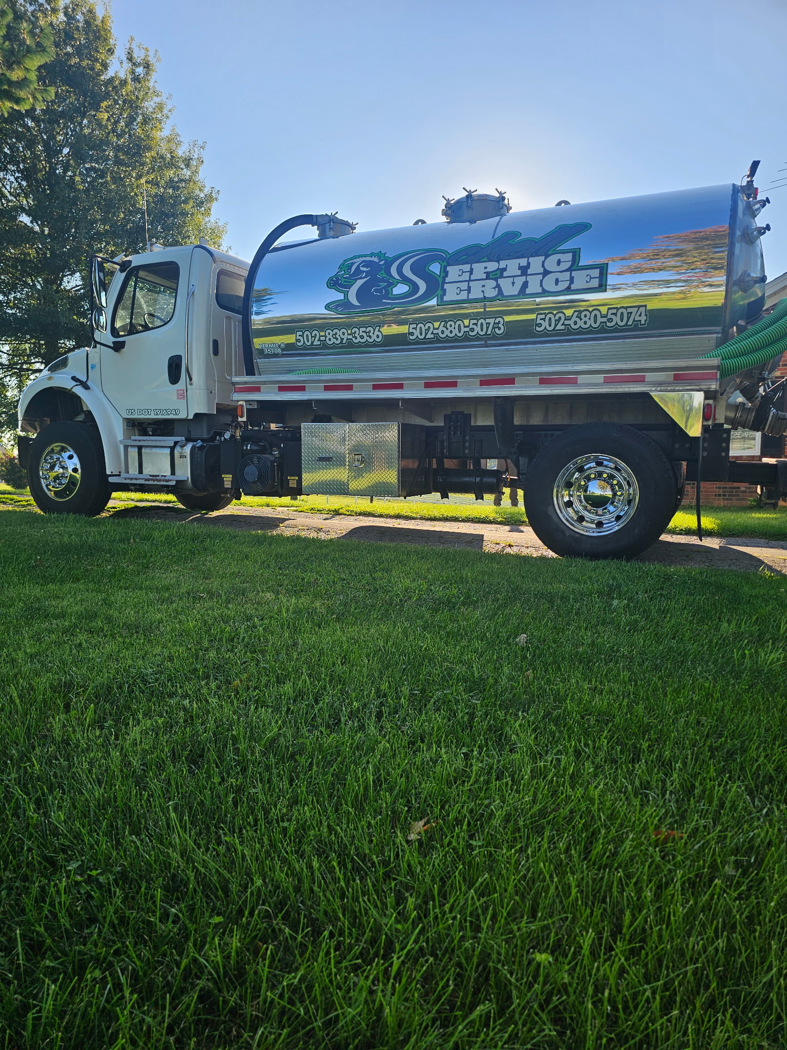 Septic system maintenance in the field Septic system maintenance work performed by Schell Septic Service